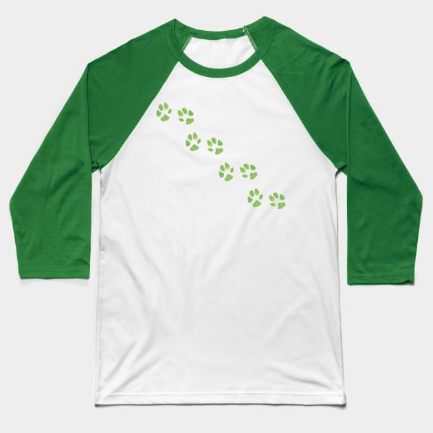 Huellas verdes de perro Baseball T-Shirt by magenta-dream